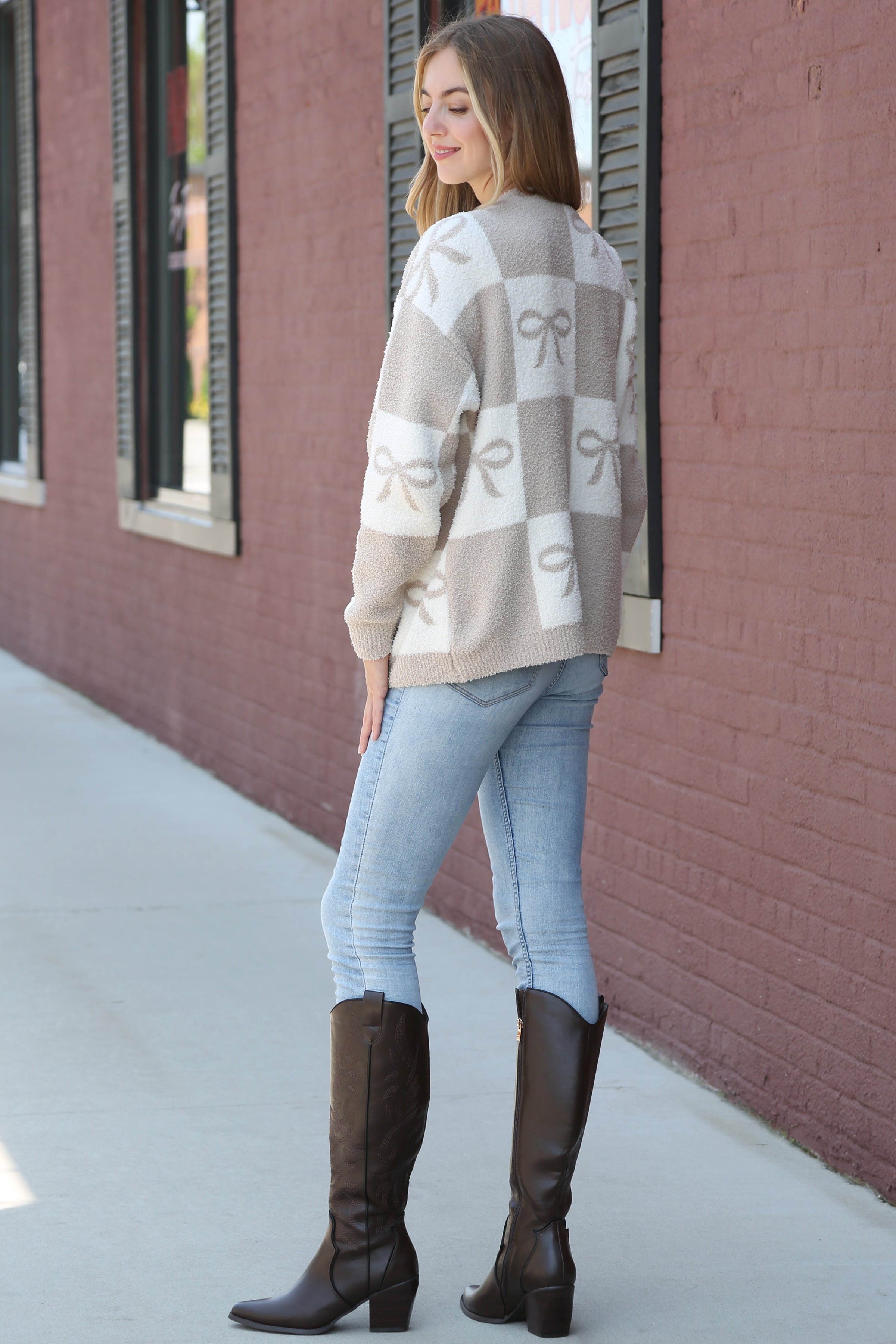 mySundaze Checkered/Ribbons Microfiber Sweater