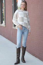 mySundaze Checkered/Ribbons Microfiber Sweater