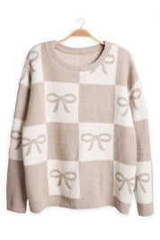 mySundaze Checkered/Ribbons Microfiber Sweater