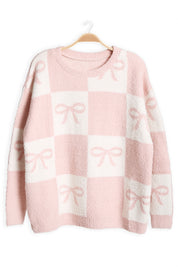 mySundaze Checkered/Ribbons Microfiber Sweater