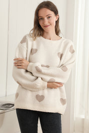 mySundaze Hearts Print Microfiber Sweater