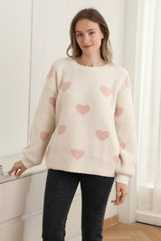 mySundaze Hearts Print Microfiber Sweater