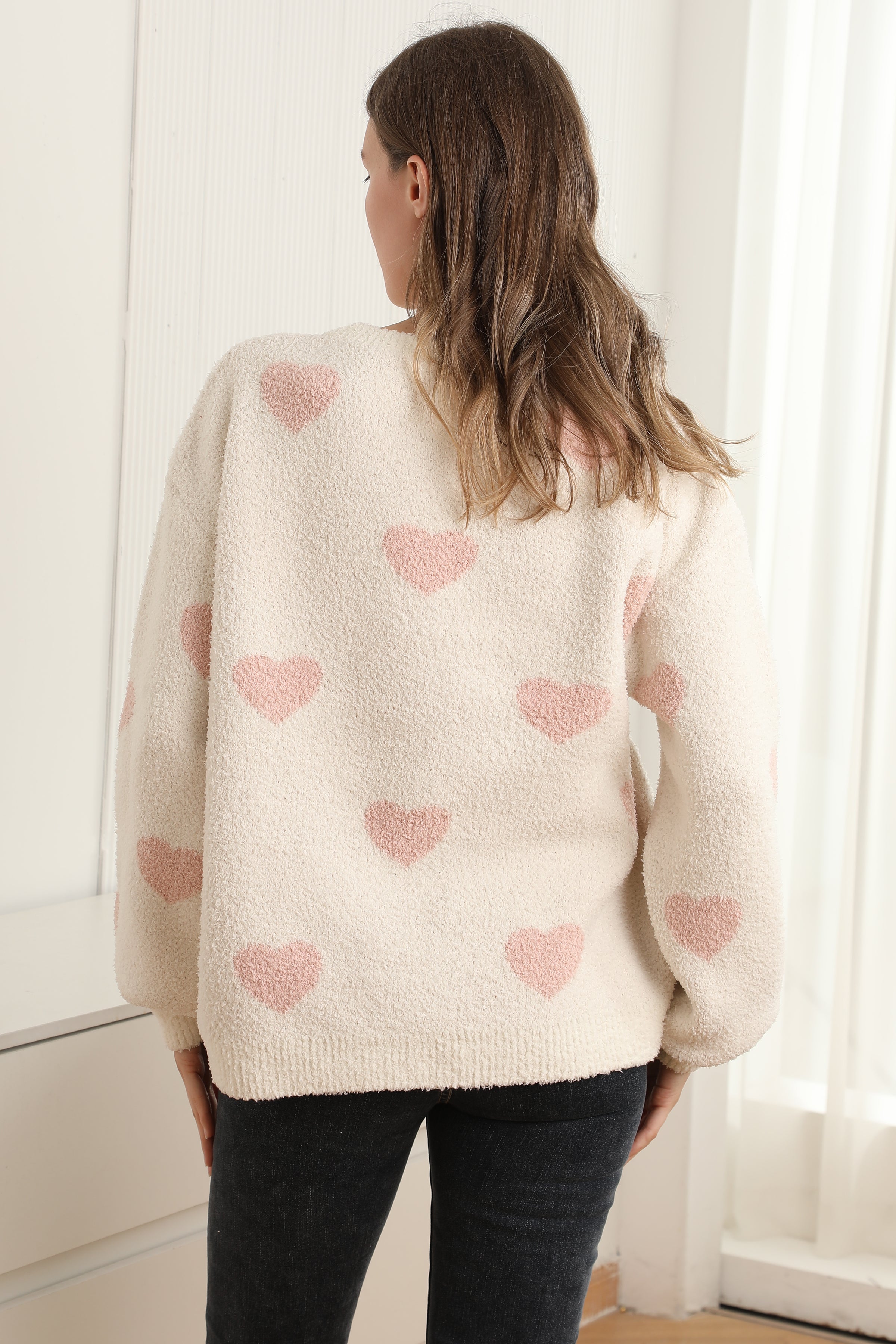 mySundaze Hearts Print Microfiber Sweater