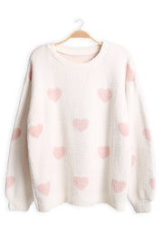 mySundaze Hearts Print Microfiber Sweater