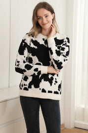 mySundaze Cow Print Microfiber Sweater