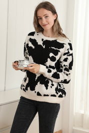 mySundaze Cow Print Microfiber Sweater