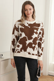 mySundaze Cow Print Microfiber Sweater