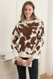mySundaze Cow Print Microfiber Sweater