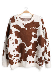 mySundaze Cow Print Microfiber Sweater
