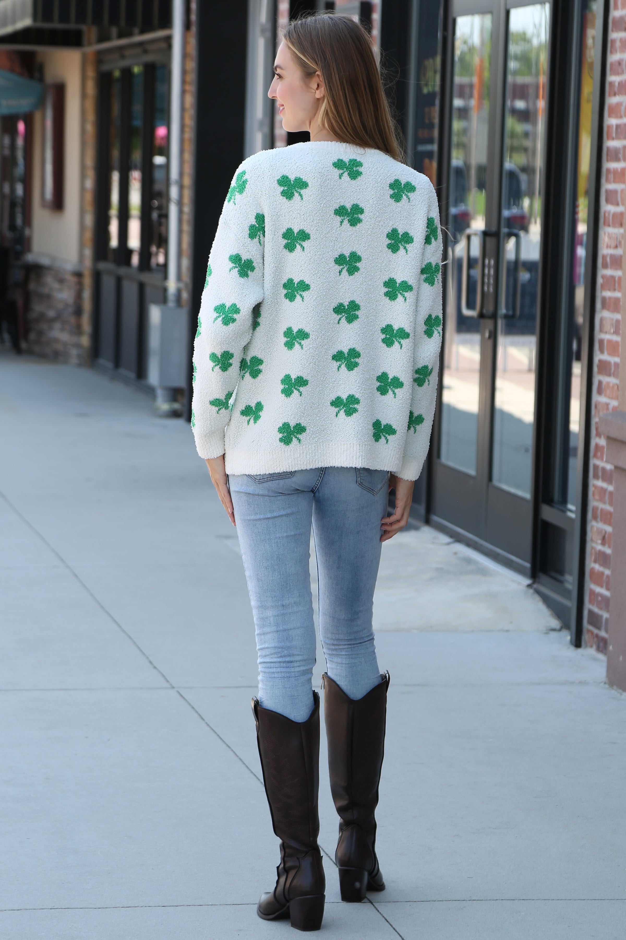 mySundaze Three Clover Leaf Microfiber Sweater