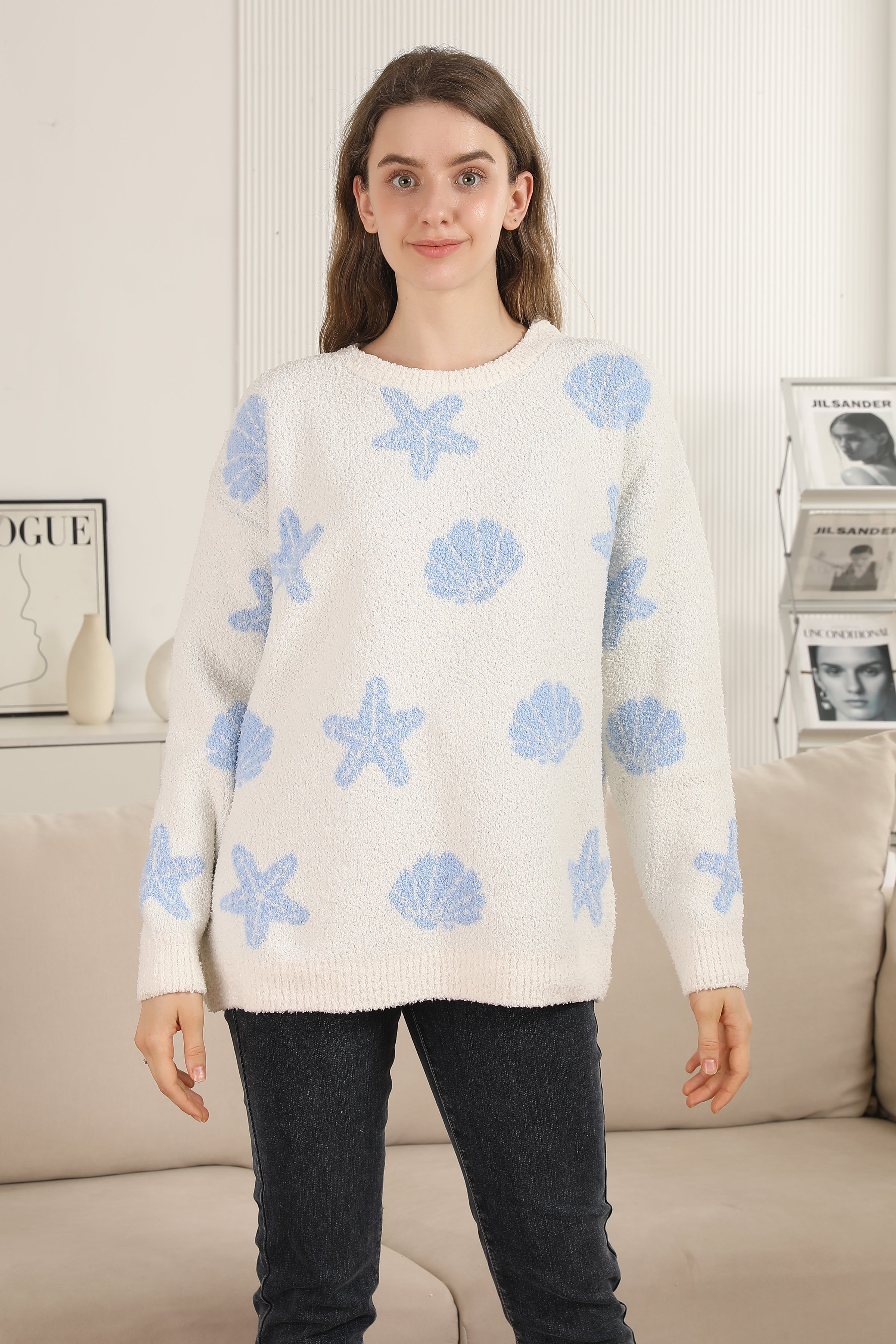 mySundaze Sea Shells Microfiber Sweater