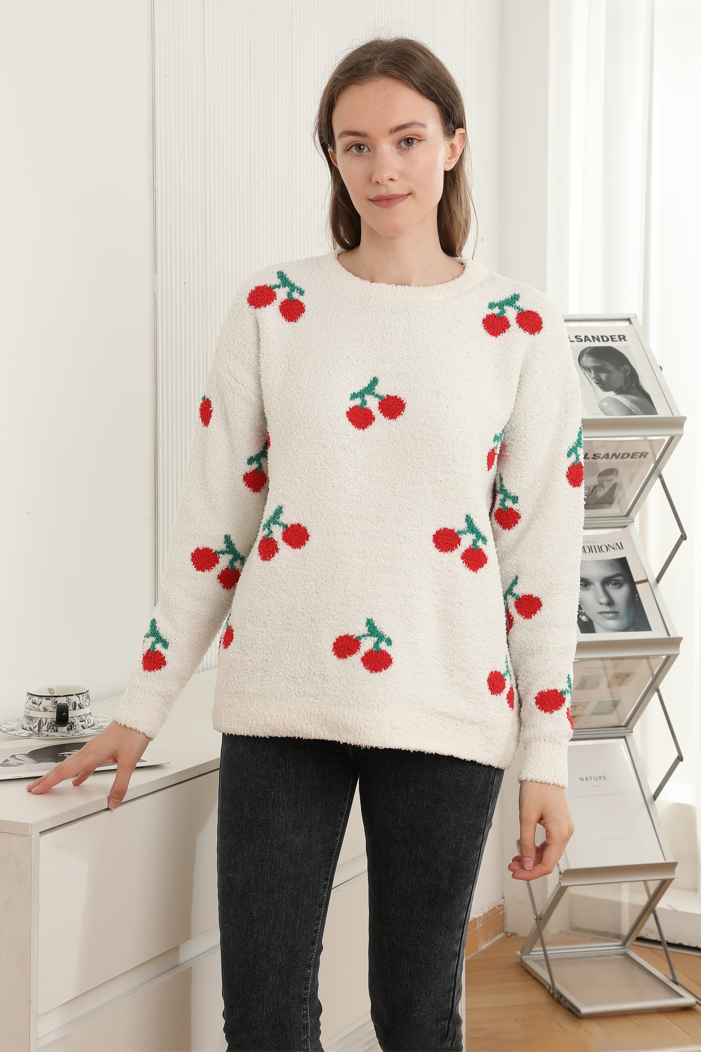 mySundaze Cherry Microfiber Sweater