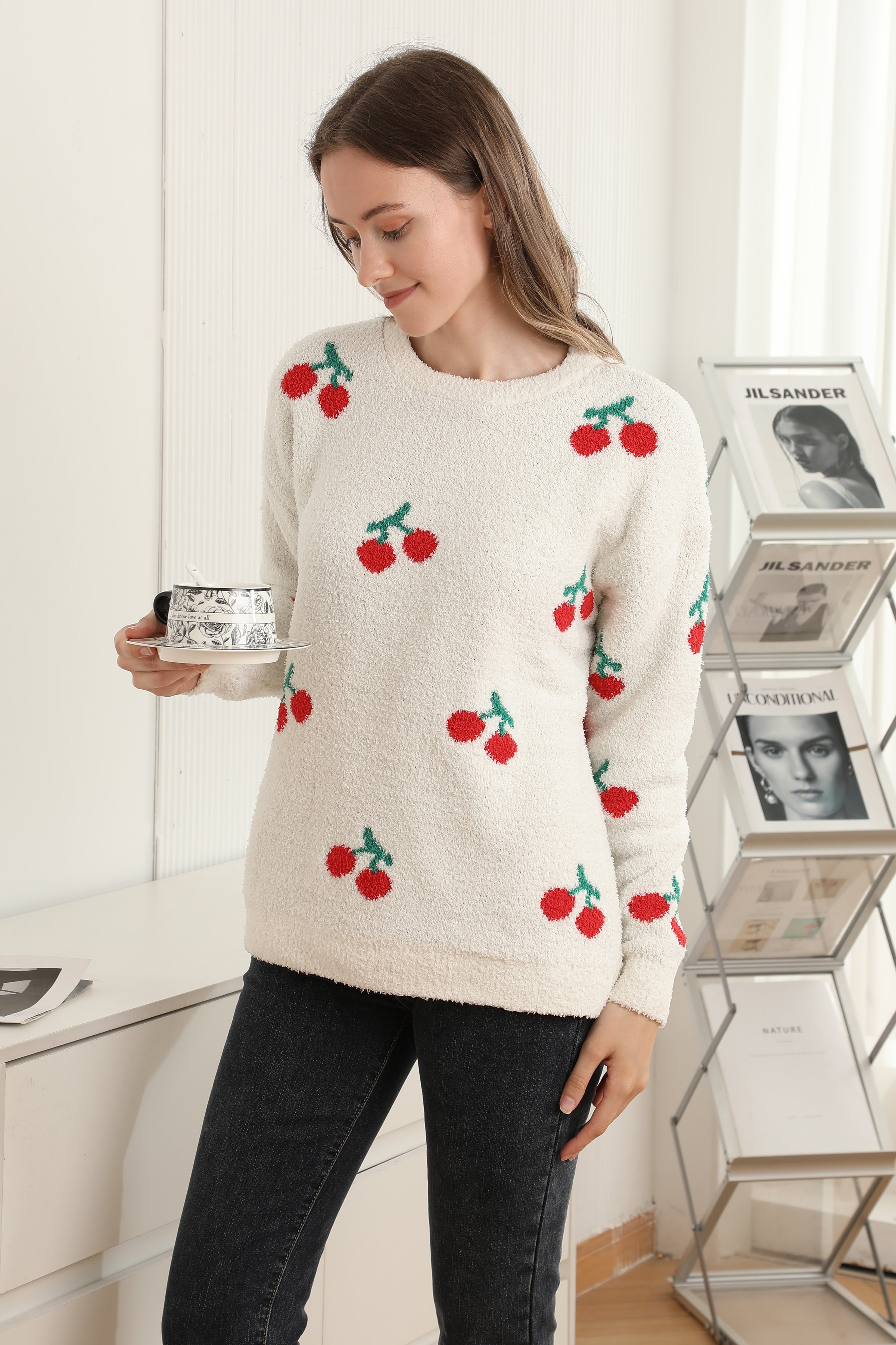 mySundaze Cherry Microfiber Sweater