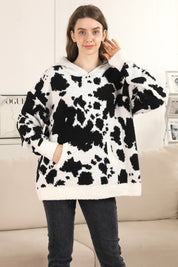 mySundaze Cow Print Microfiber Hooded Sweater