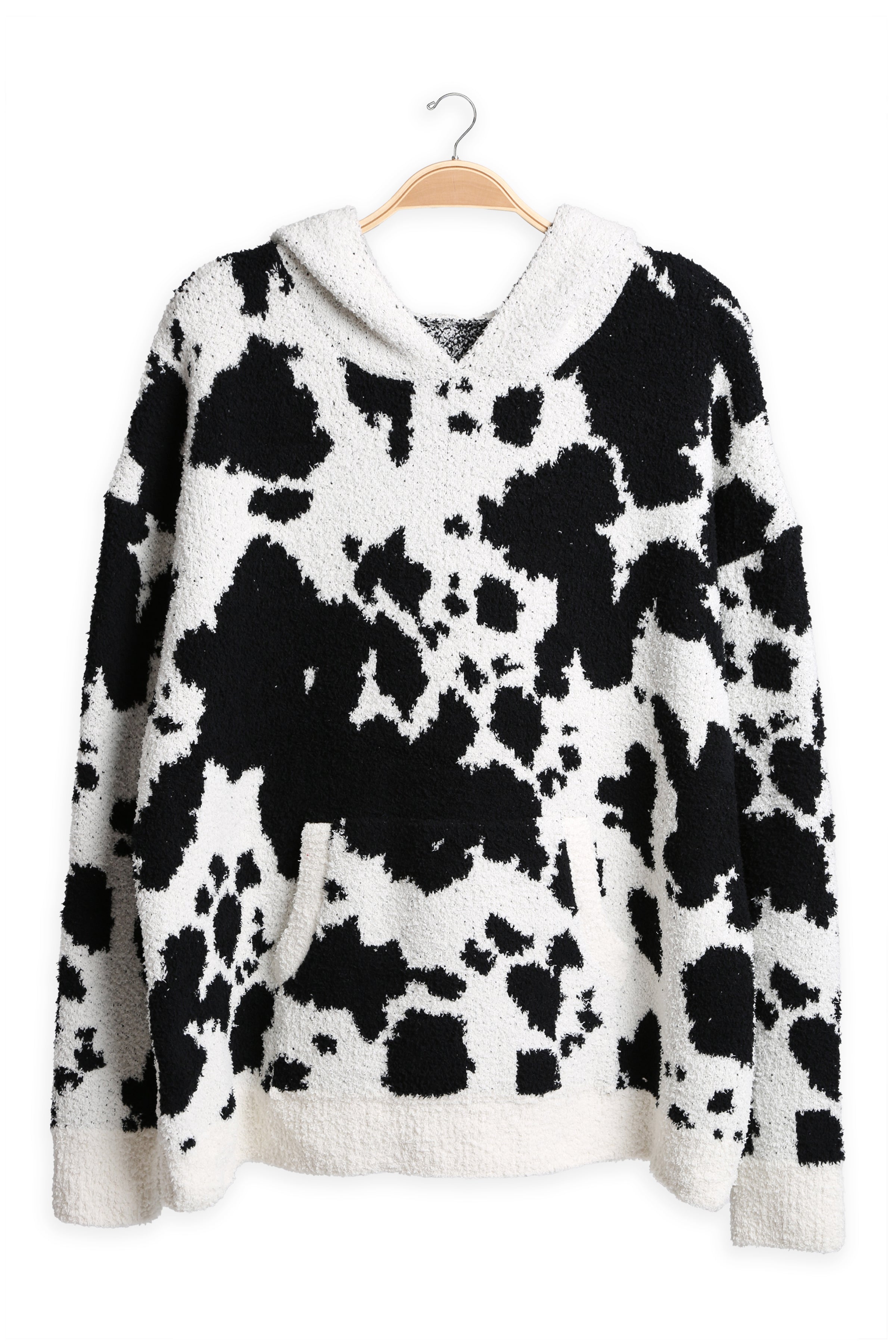mySundaze Cow Print Microfiber Hooded Sweater