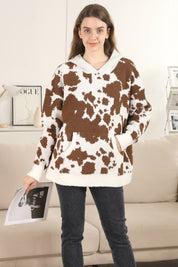 mySundaze Cow Print Microfiber Hooded Sweater