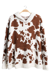 mySundaze Cow Print Microfiber Hooded Sweater
