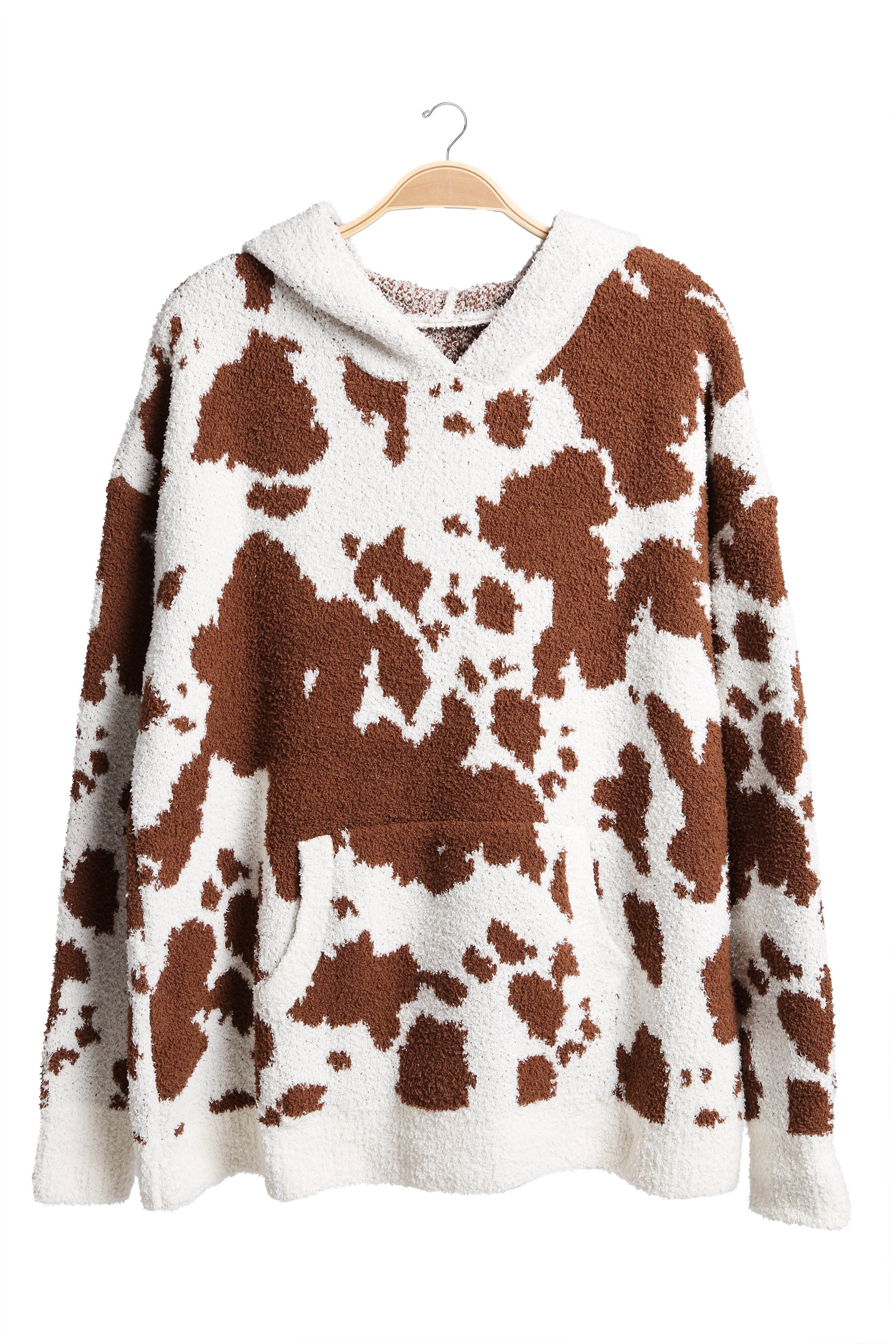 mySundaze Cow Print Microfiber Hooded Sweater