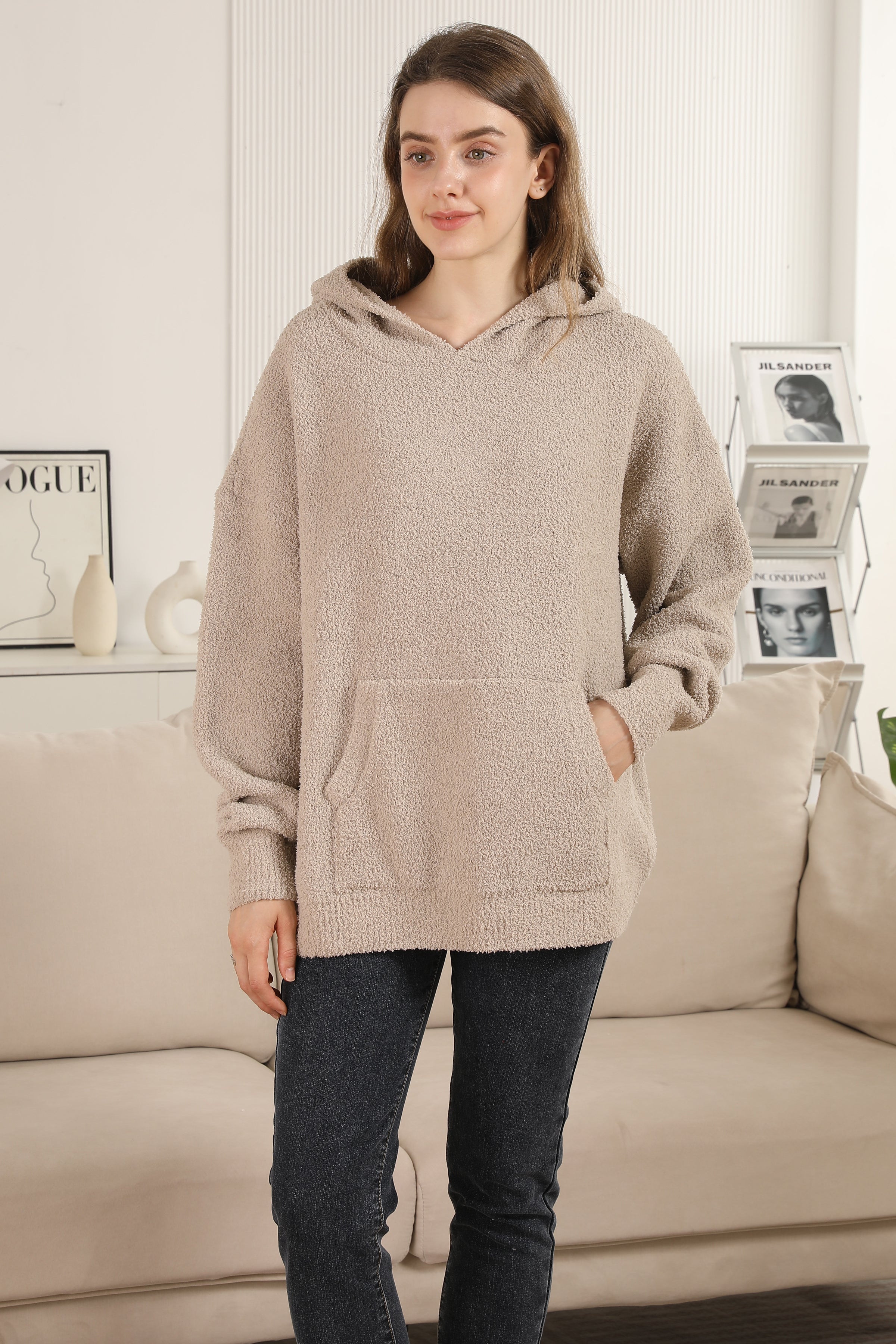 mySundaze Solid Microfiber Hooded Sweater