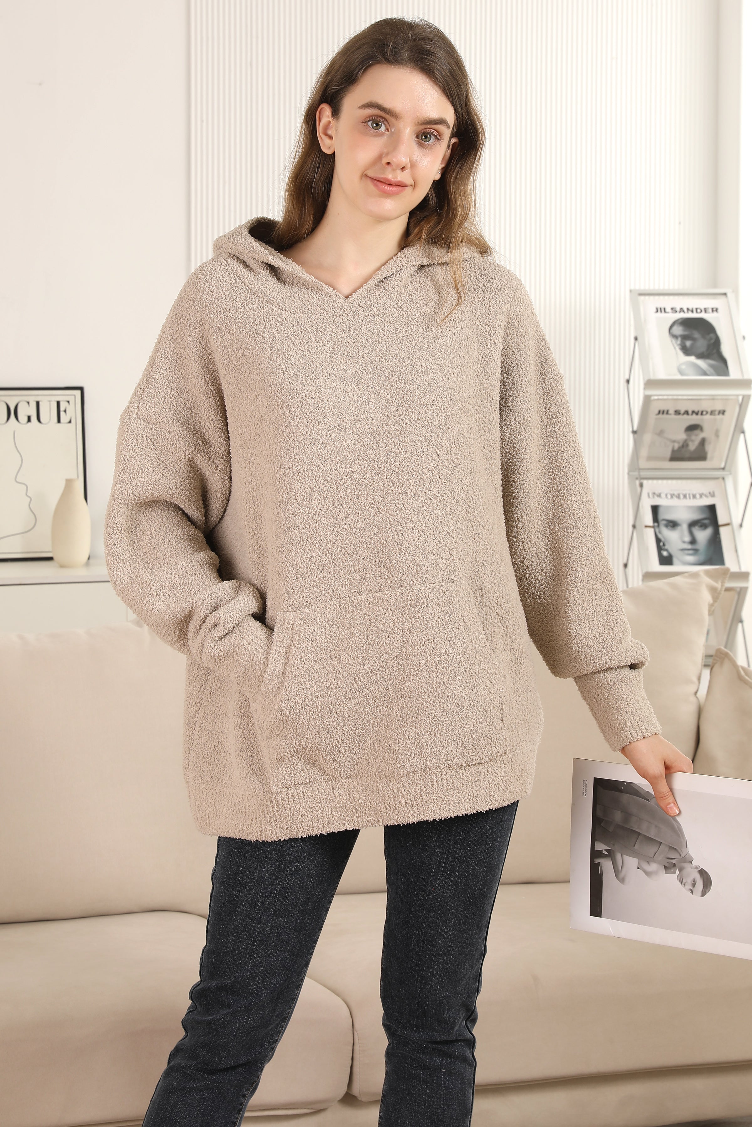 mySundaze Solid Microfiber Hooded Sweater