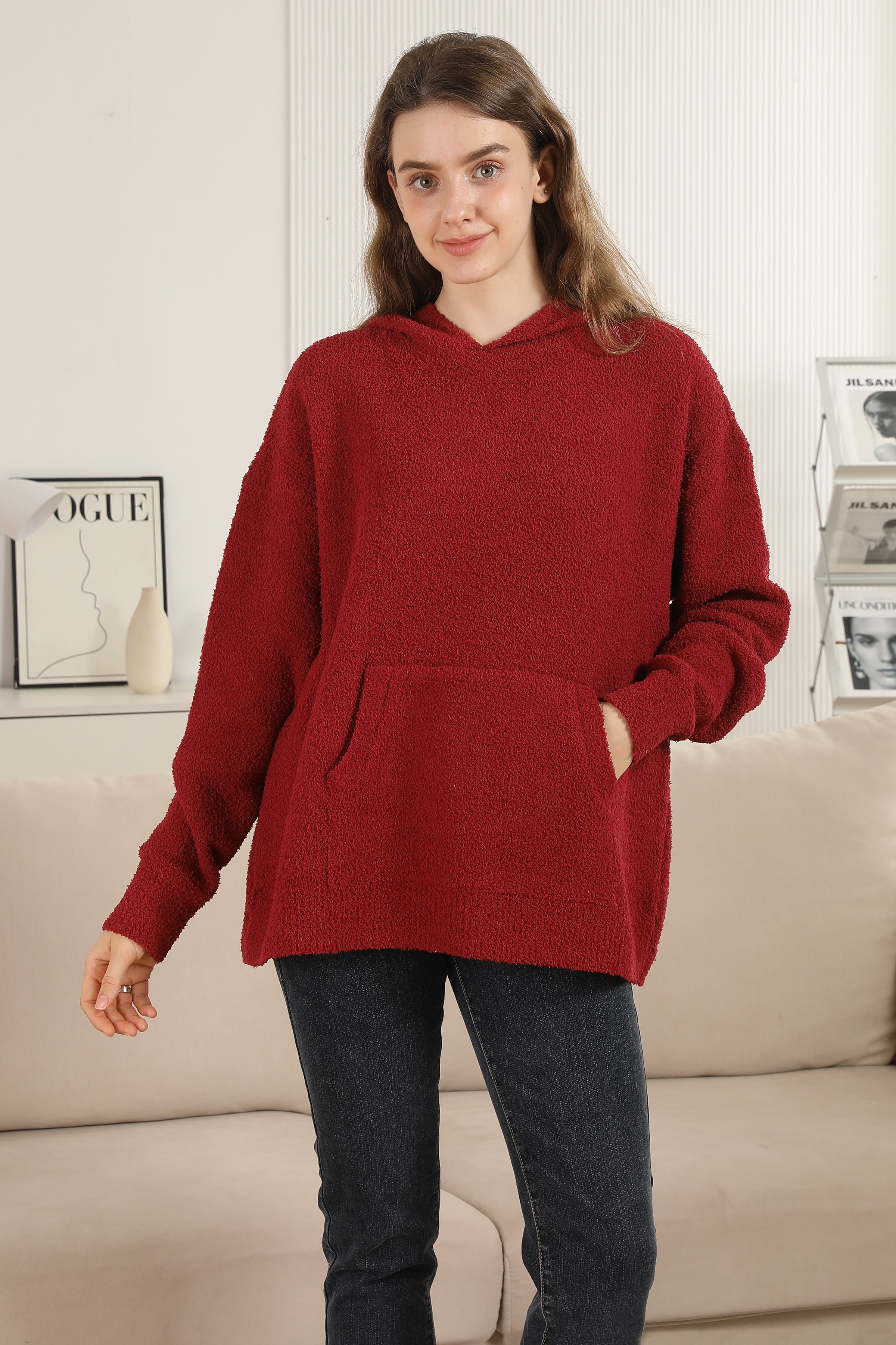 mySundaze Solid Microfiber Hooded Sweater