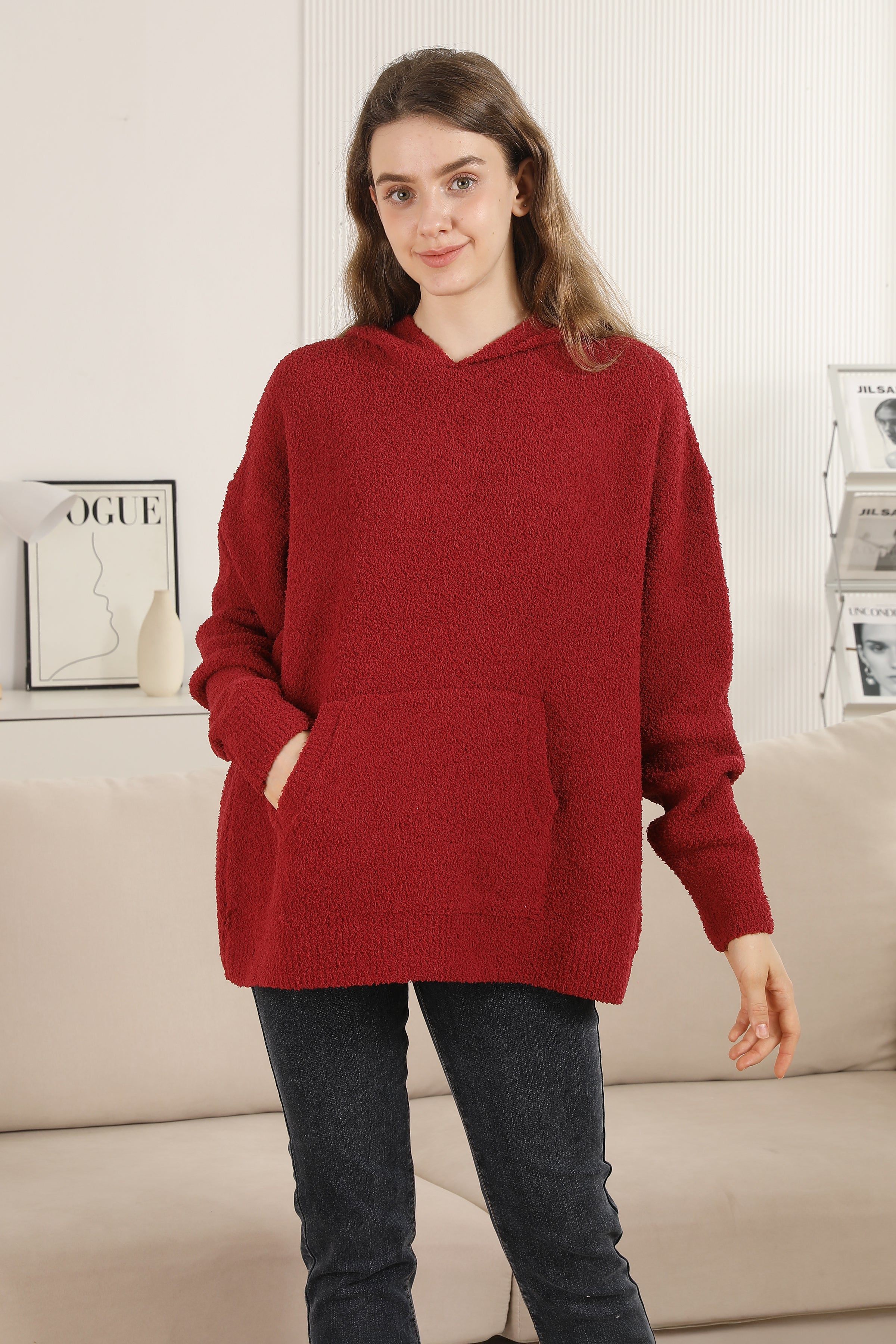 mySundaze Solid Microfiber Hooded Sweater