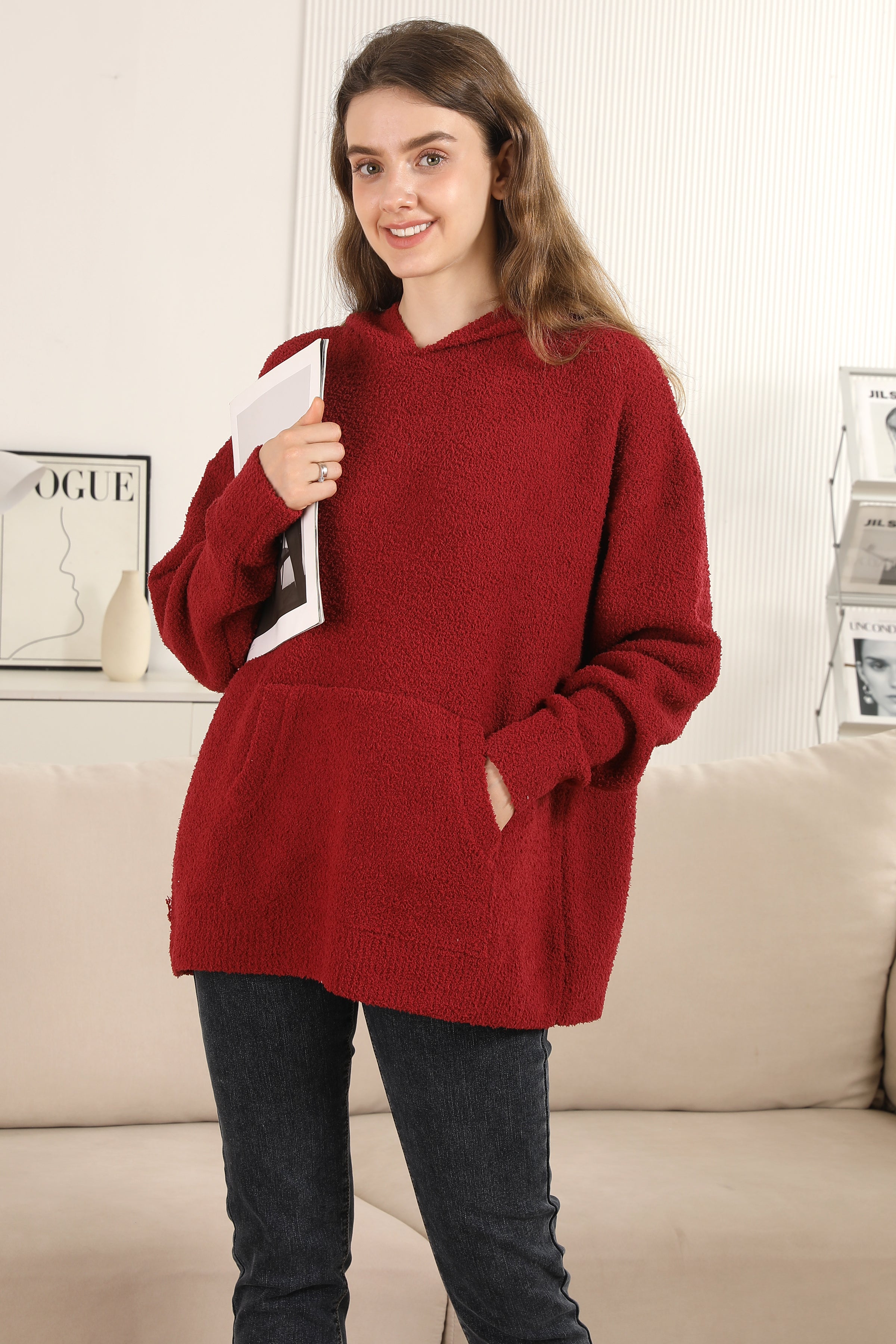 mySundaze Solid Microfiber Hooded Sweater