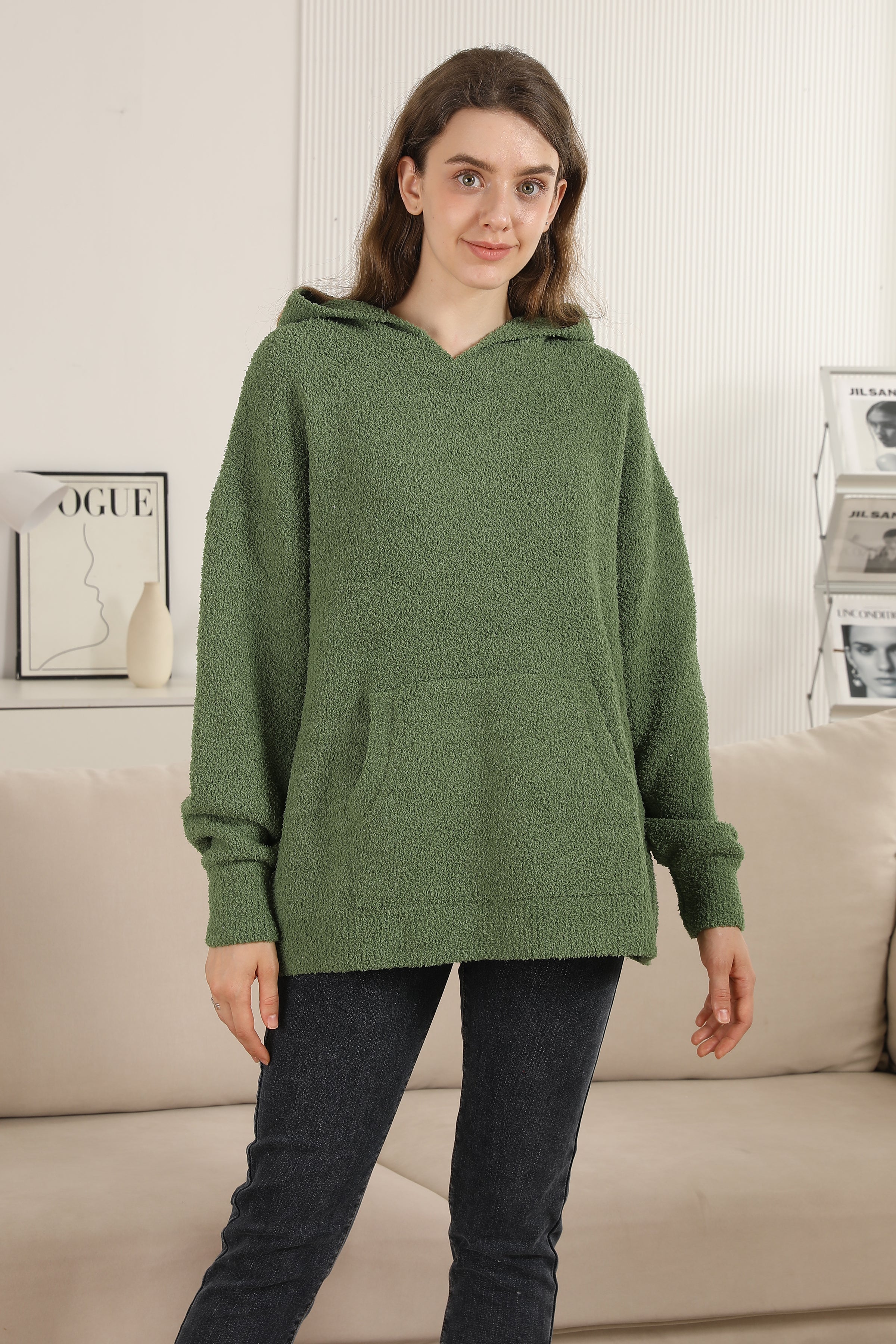 mySundaze Solid Microfiber Hooded Sweater