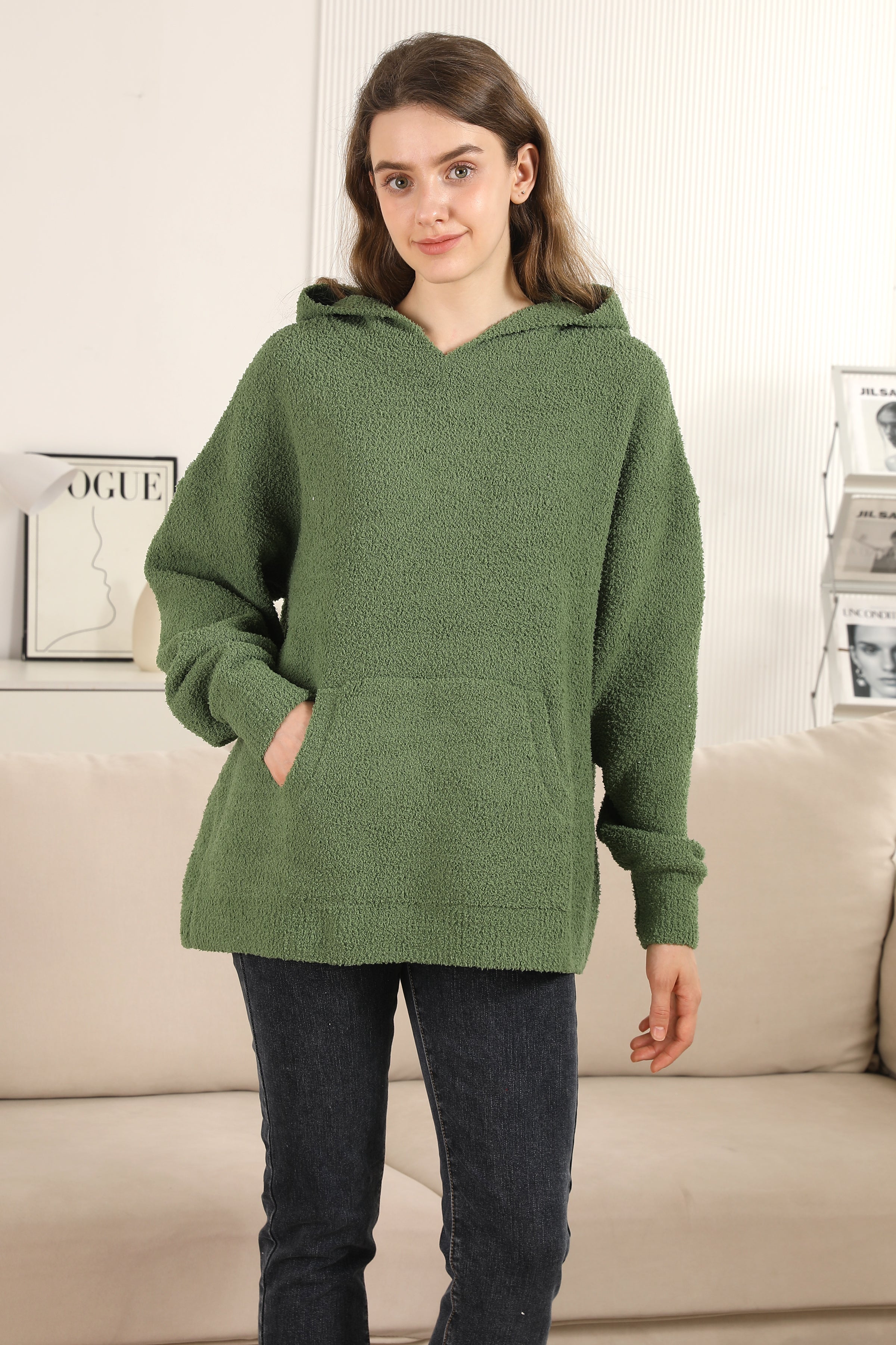 mySundaze Solid Microfiber Hooded Sweater