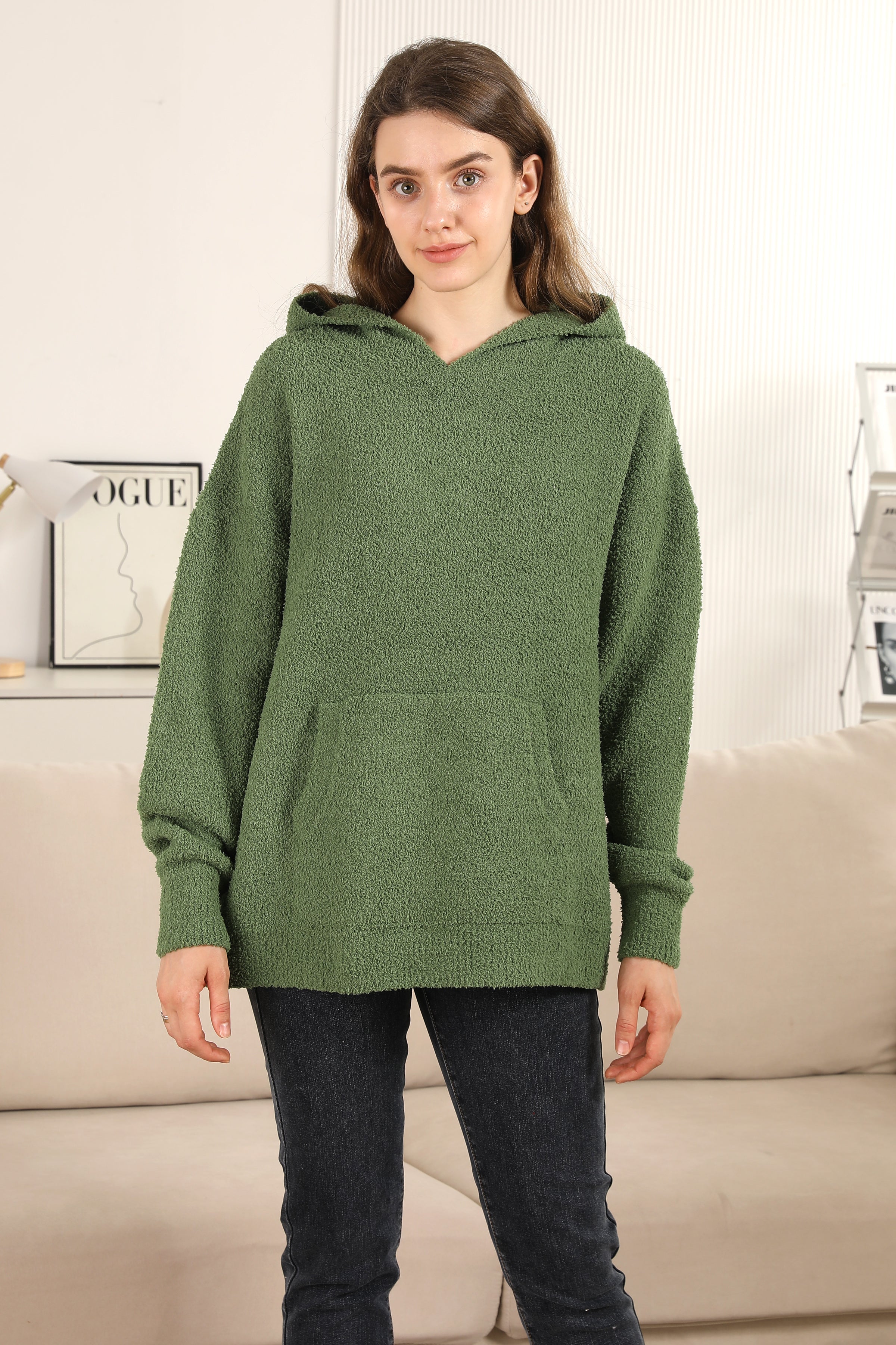 mySundaze Solid Microfiber Hooded Sweater