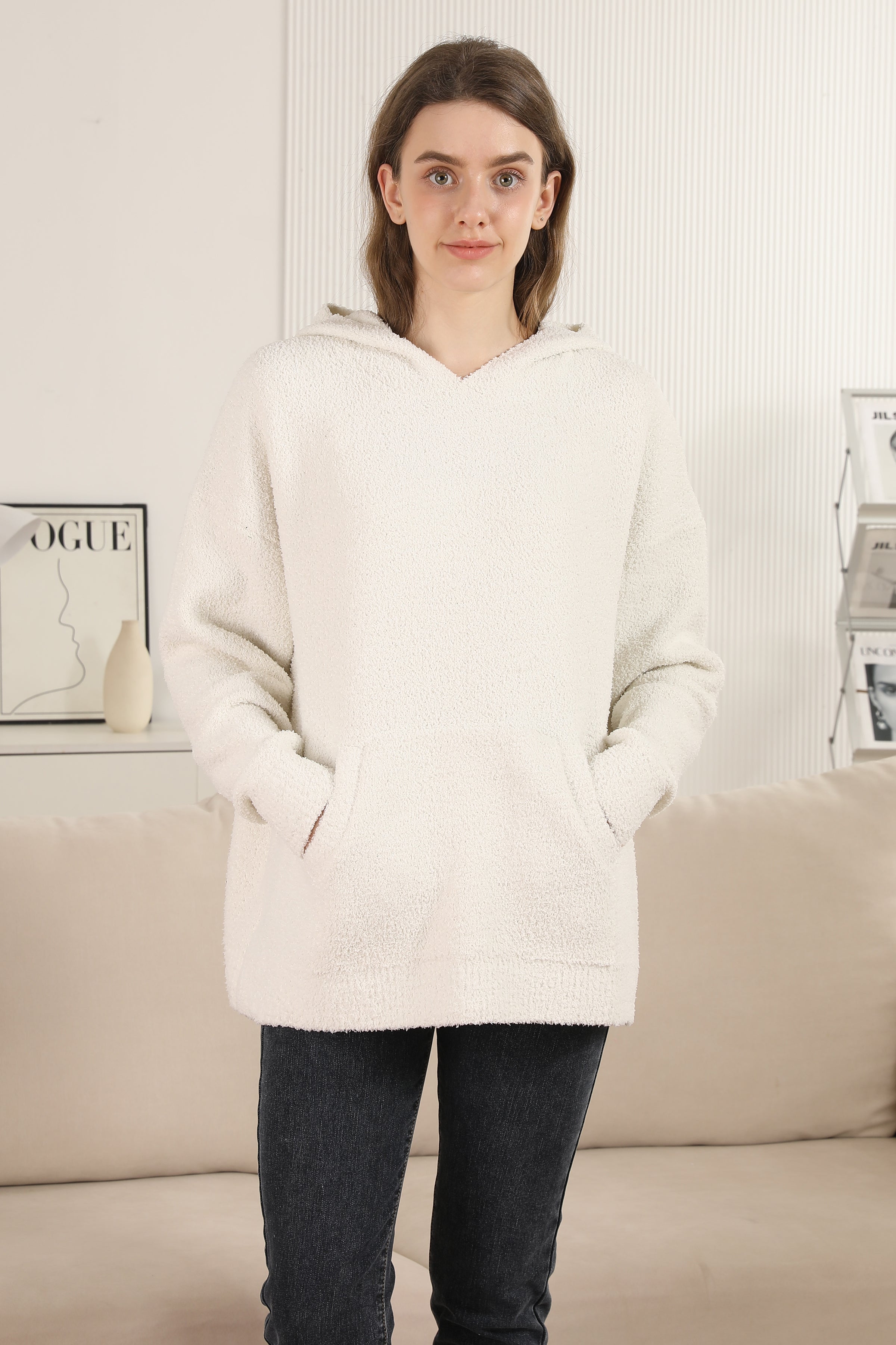 mySundaze Solid Microfiber Hooded Sweater