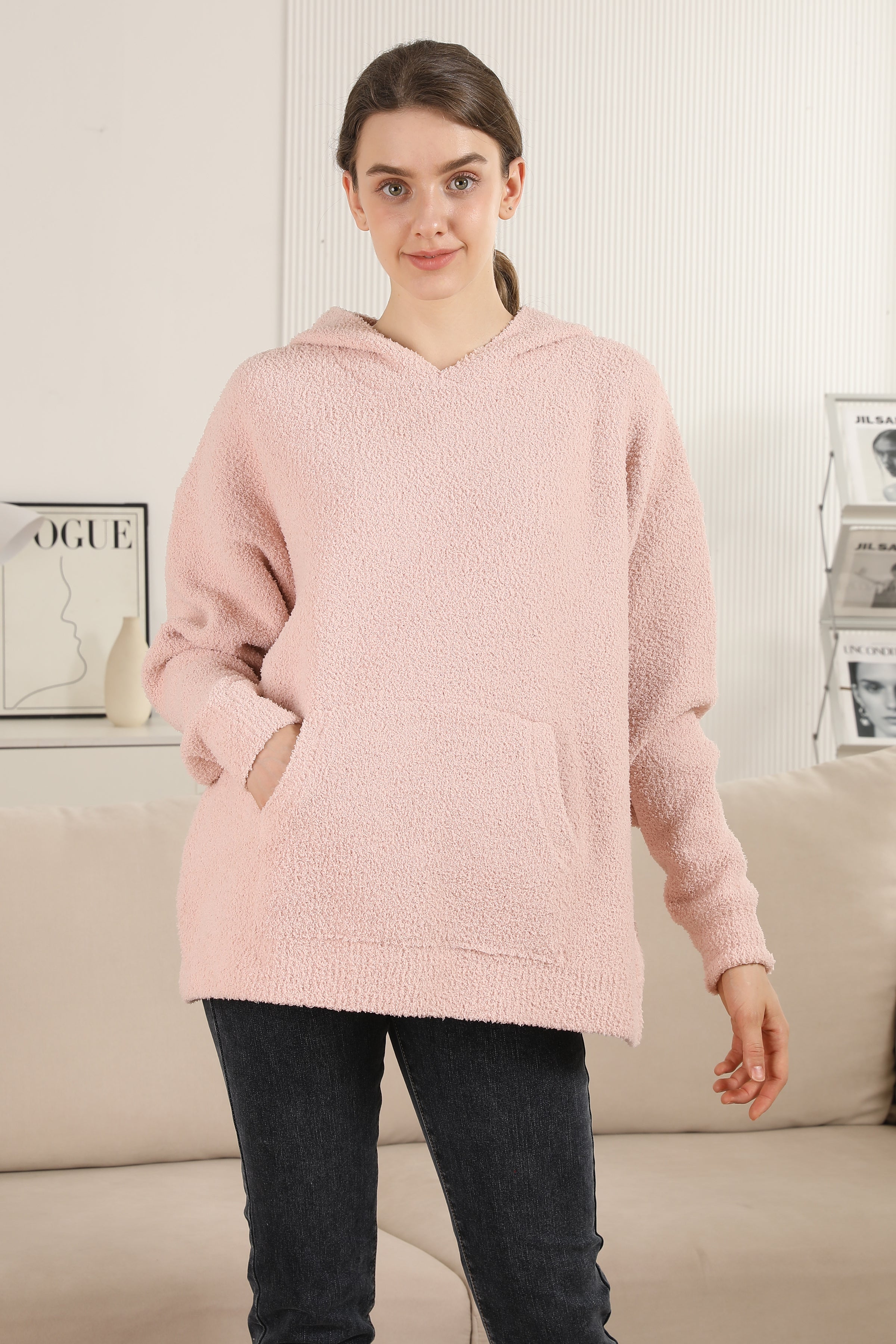 mySundaze Solid Microfiber Hooded Sweater