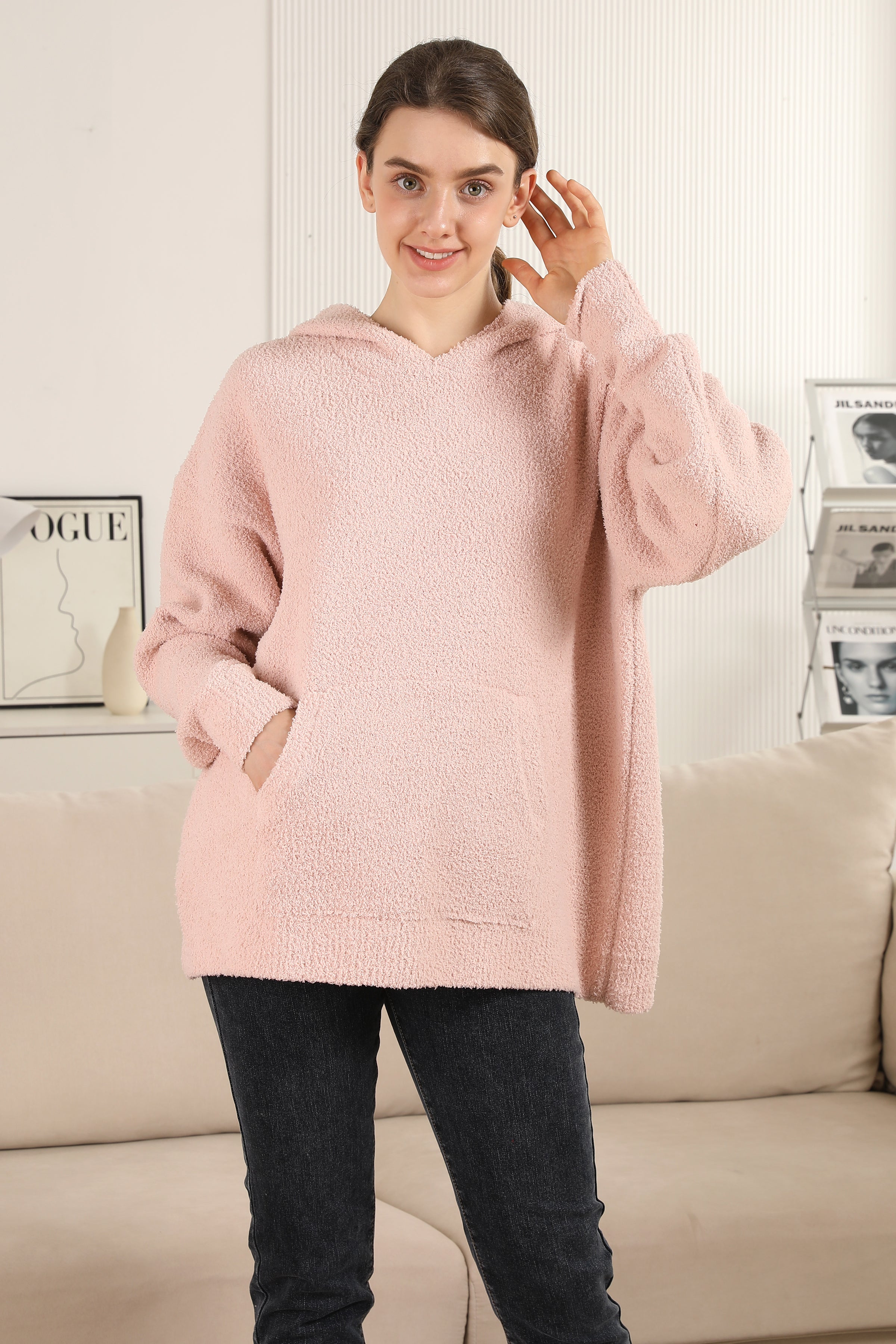 mySundaze Solid Microfiber Hooded Sweater