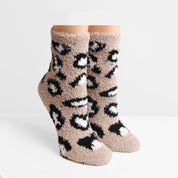 mySundaze Leopard Fuzzy Mini Crew Socks Set of 6 Pairs