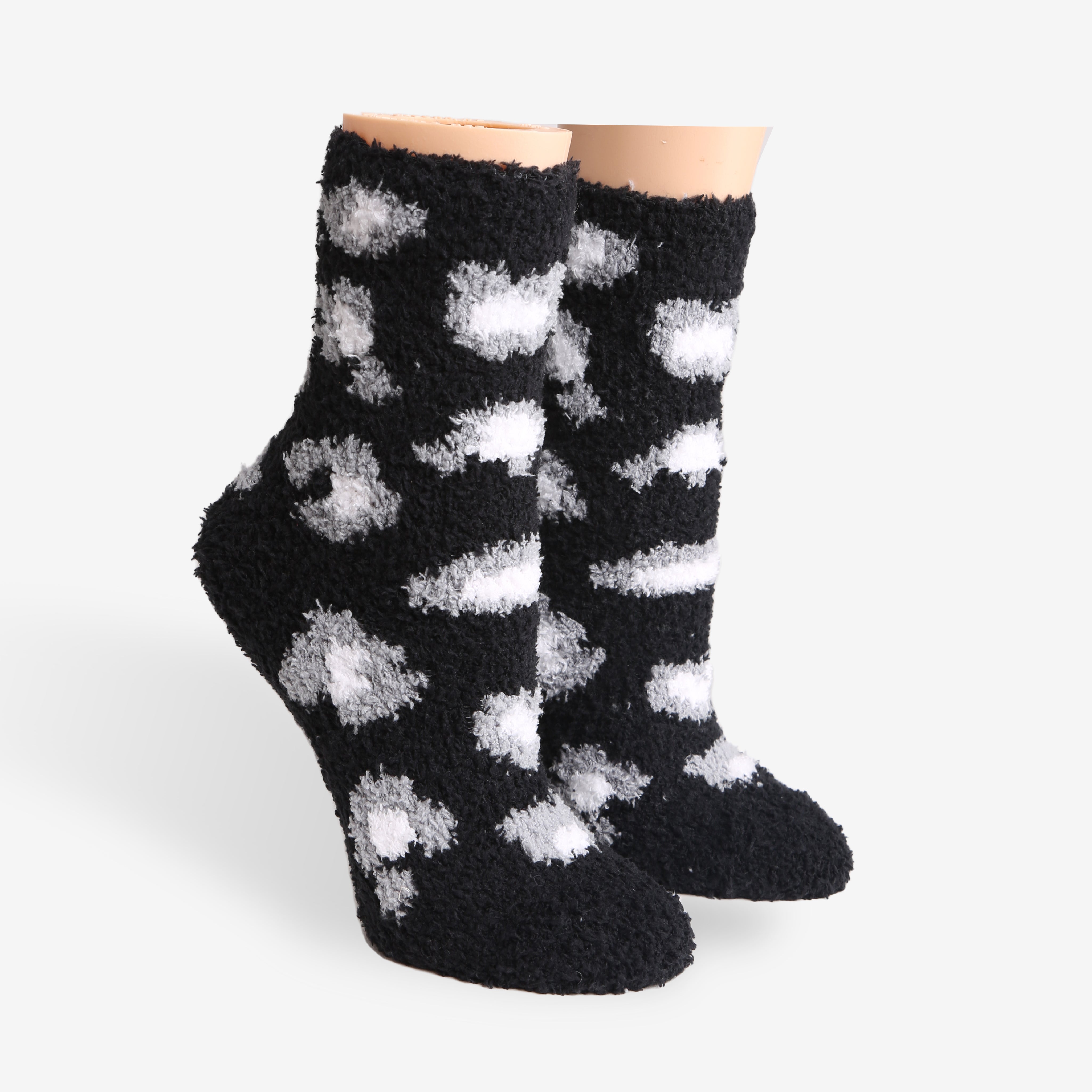 mySundaze Leopard Fuzzy Mini Crew Socks Set of 6 Pairs
