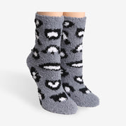 mySundaze Leopard Fuzzy Mini Crew Socks Set of 6 Pairs