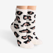 mySundaze Leopard Fuzzy Mini Crew Socks Set of 6 Pairs