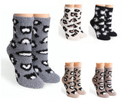 mySundaze Leopard Fuzzy Mini Crew Socks Set of 6 Pairs