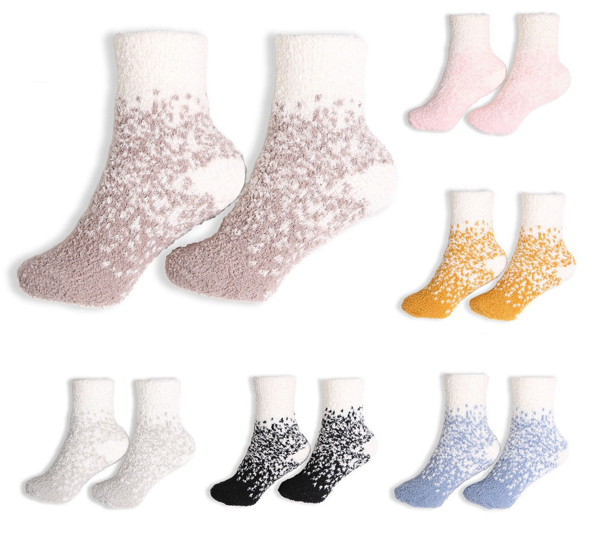 mySundaze Two-Tone Fuzzy Mini Crew Socks Set of 6 Pairs