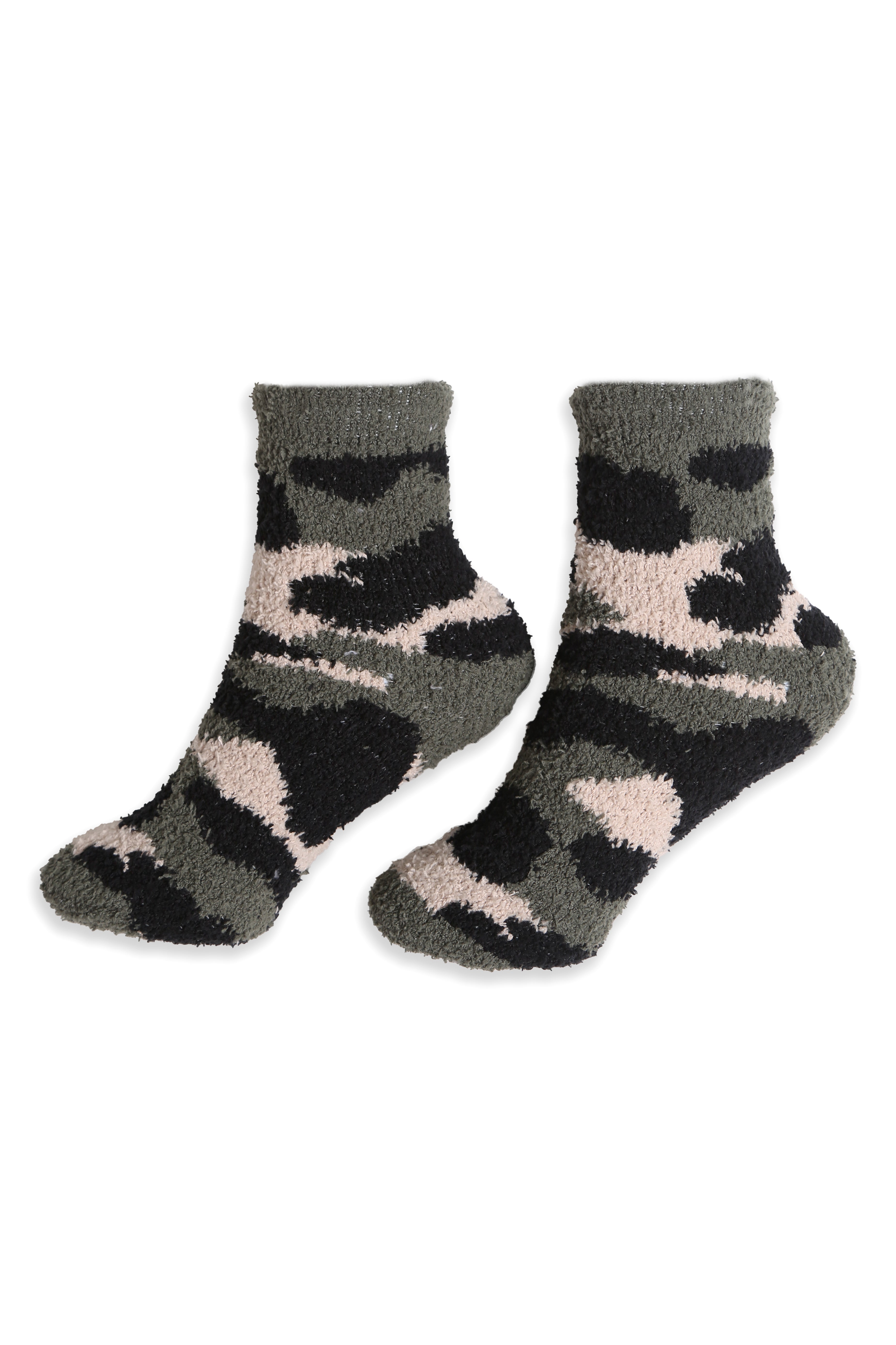 mySundaze Camouflage Fuzzy Mini Crew Socks Set of 6 Pairs