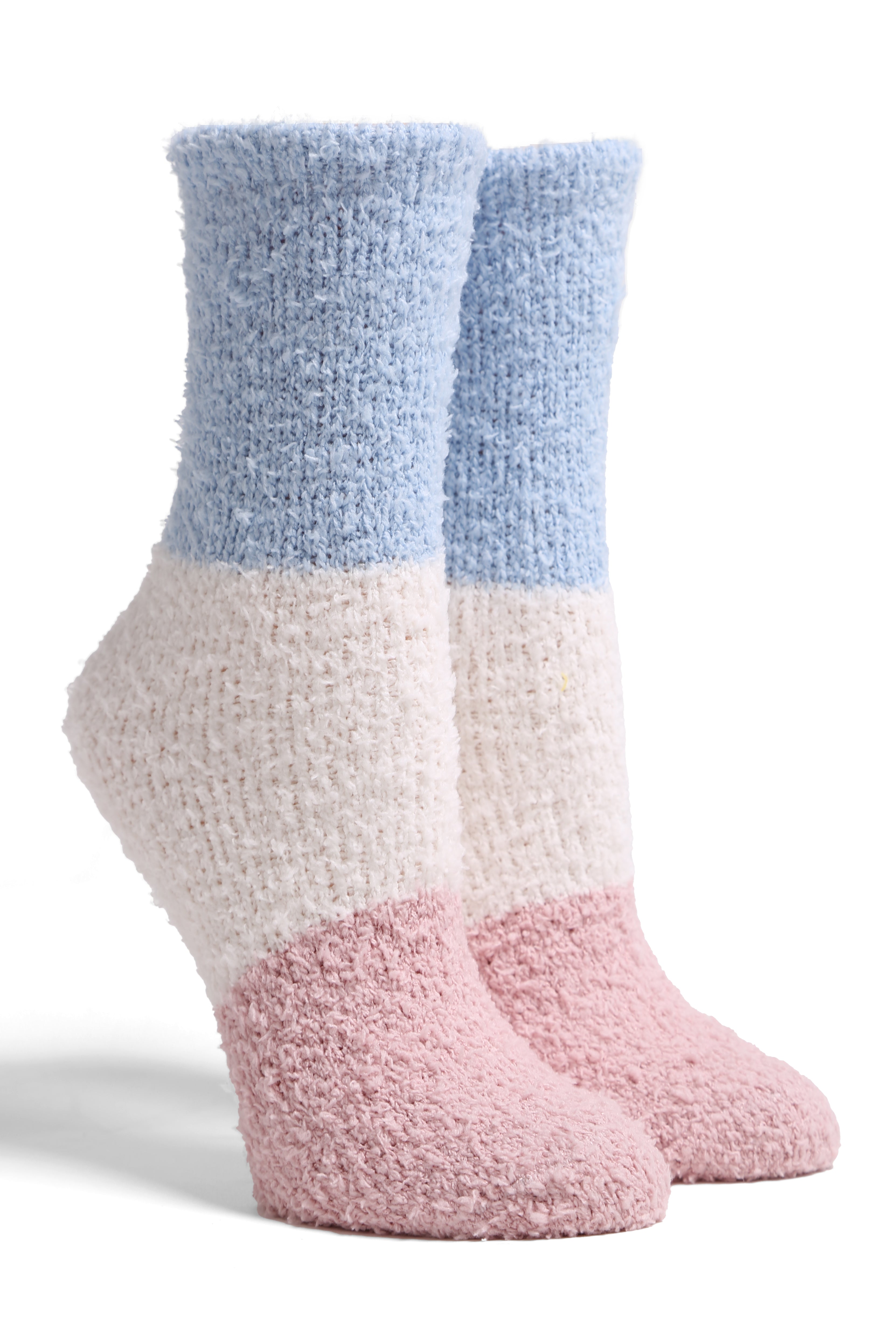 mySundaze Color Block Fuzzy Mini Crew Socks Set of 6 Pairs
