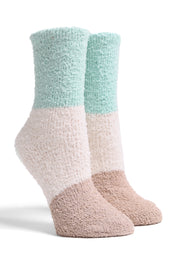 mySundaze Color Block Fuzzy Mini Crew Socks Set of 6 Pairs