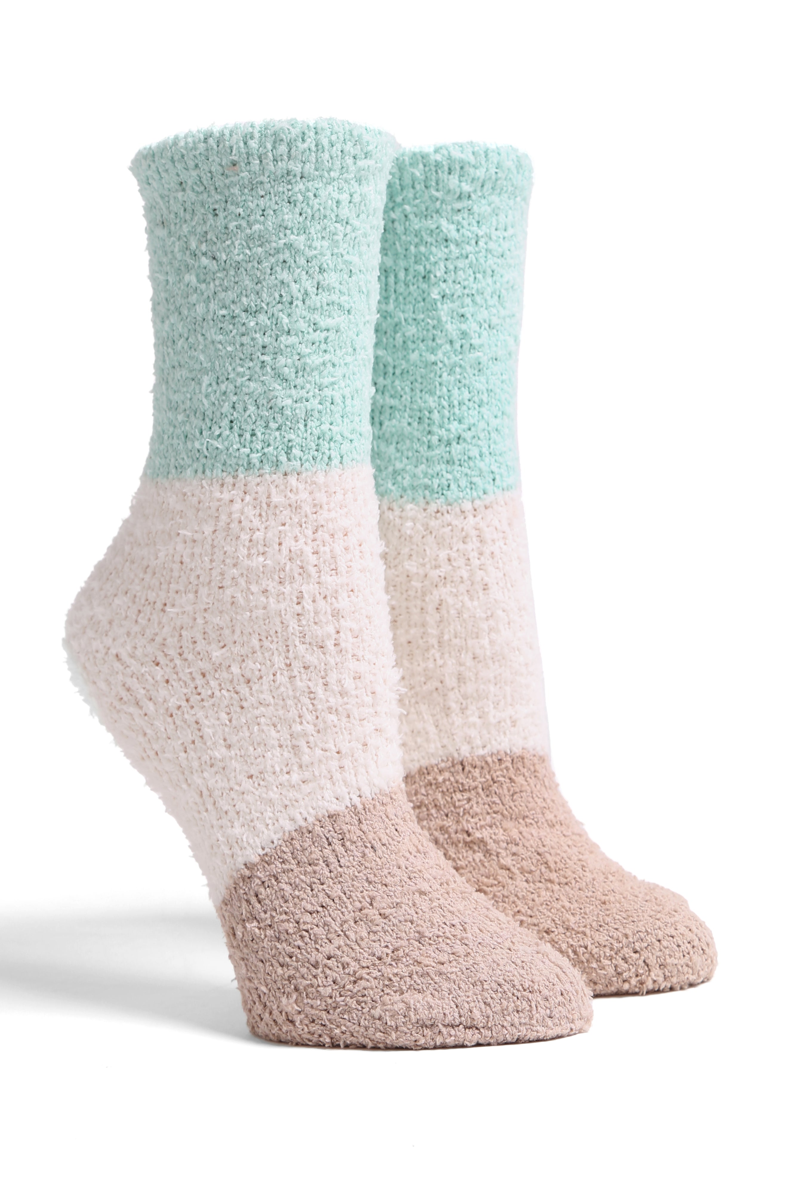 mySundaze Color Block Fuzzy Mini Crew Socks Set of 6 Pairs