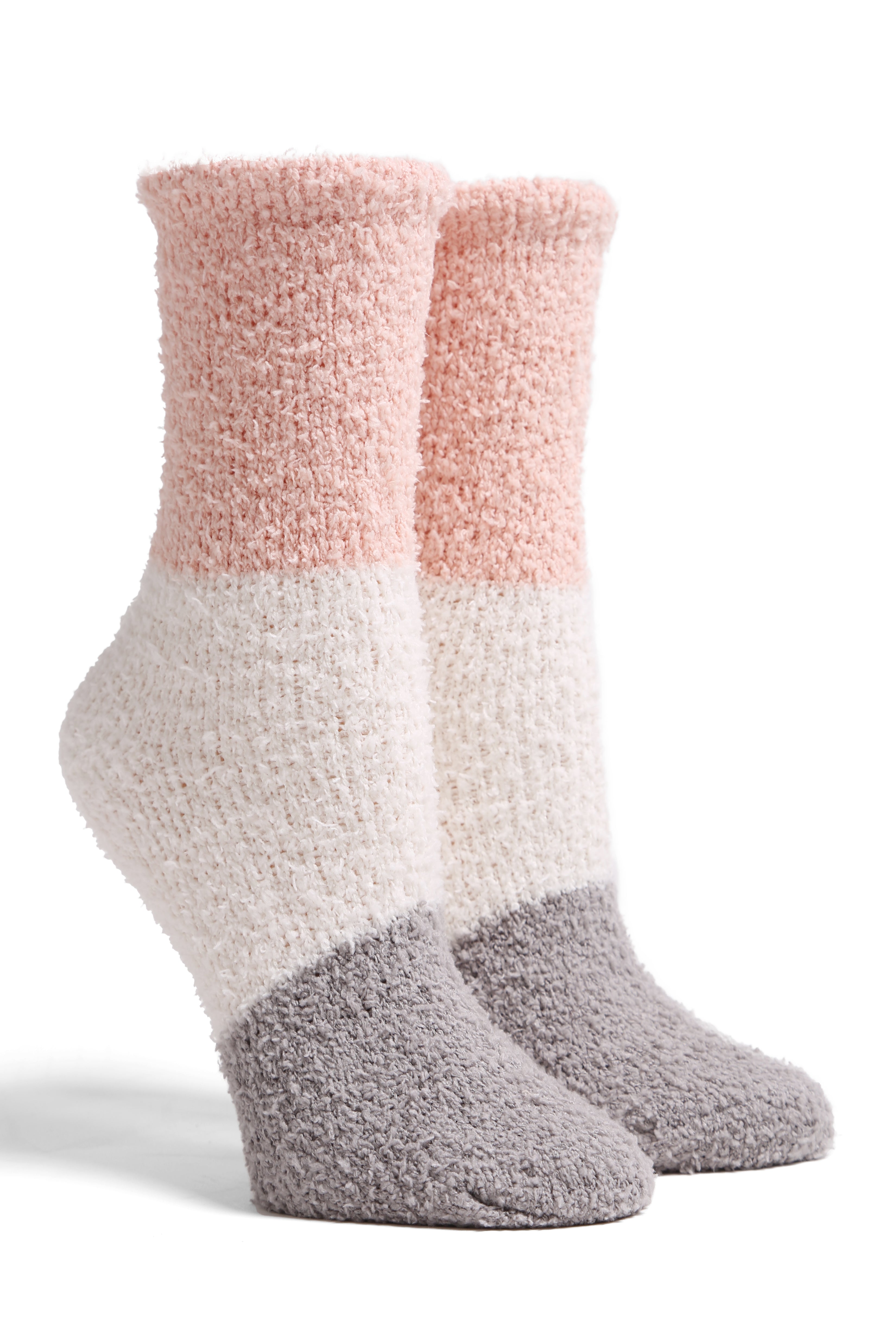 mySundaze Color Block Fuzzy Mini Crew Socks Set of 6 Pairs