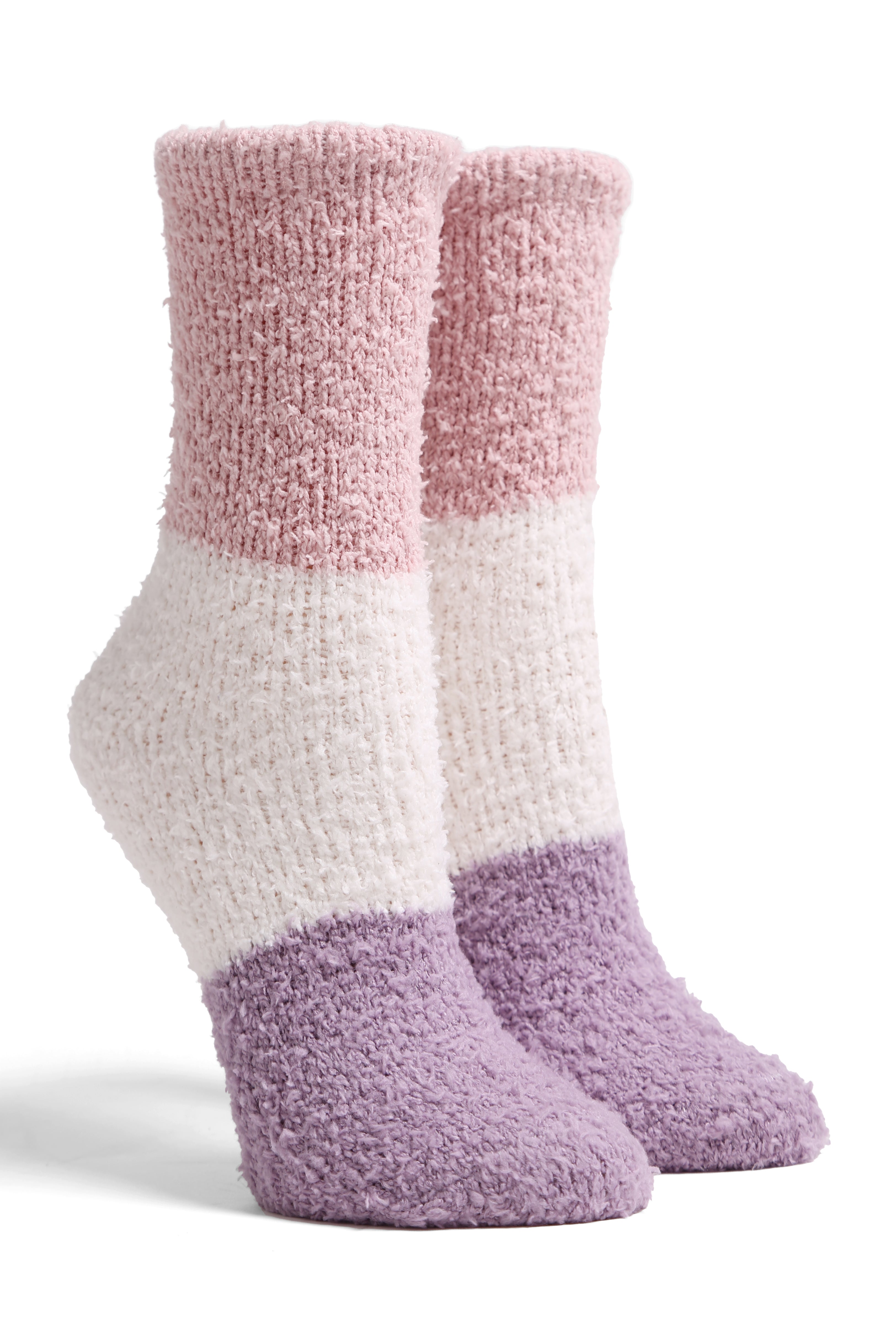 mySundaze Color Block Fuzzy Mini Crew Socks Set of 6 Pairs