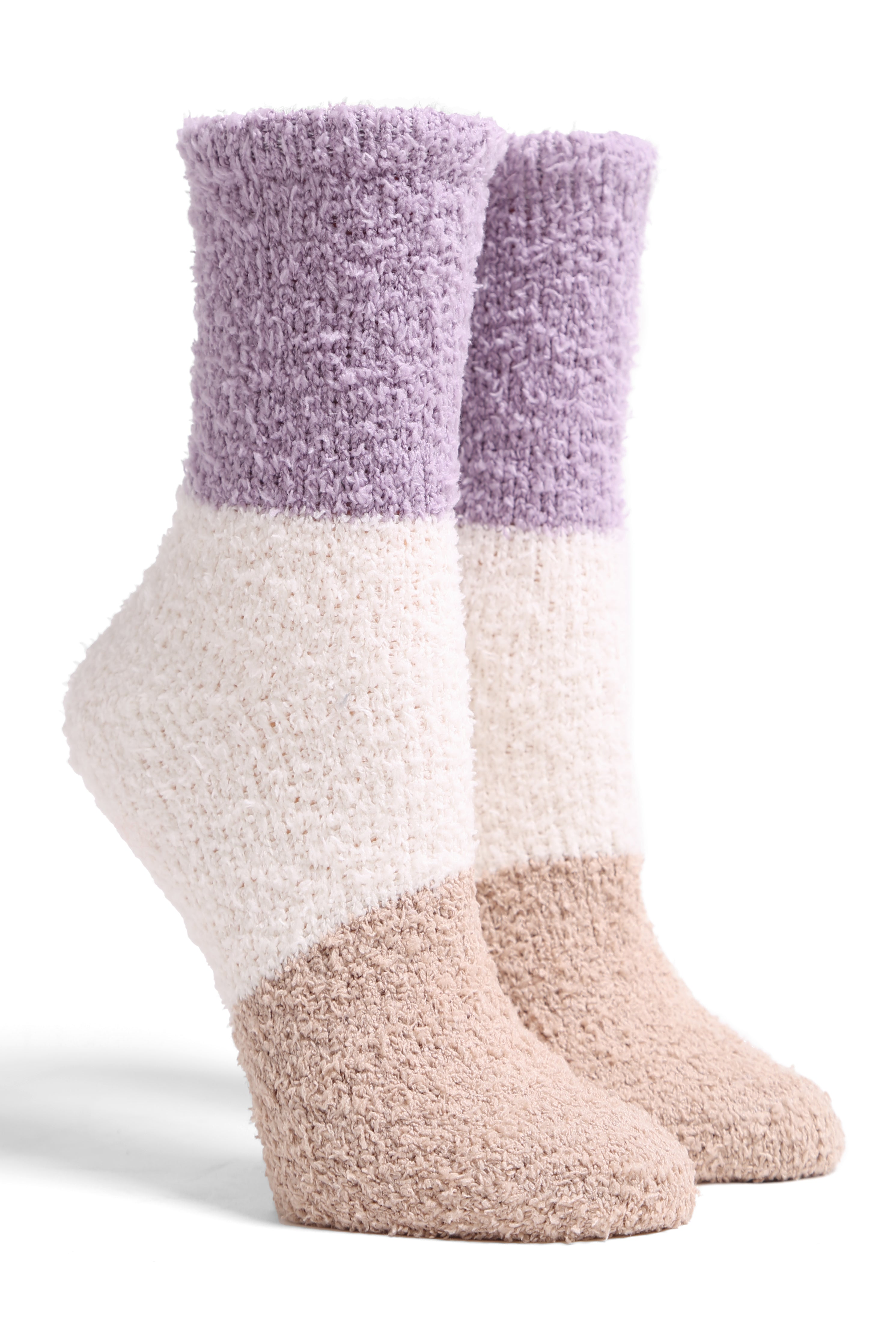 mySundaze Color Block Fuzzy Mini Crew Socks Set of 6 Pairs