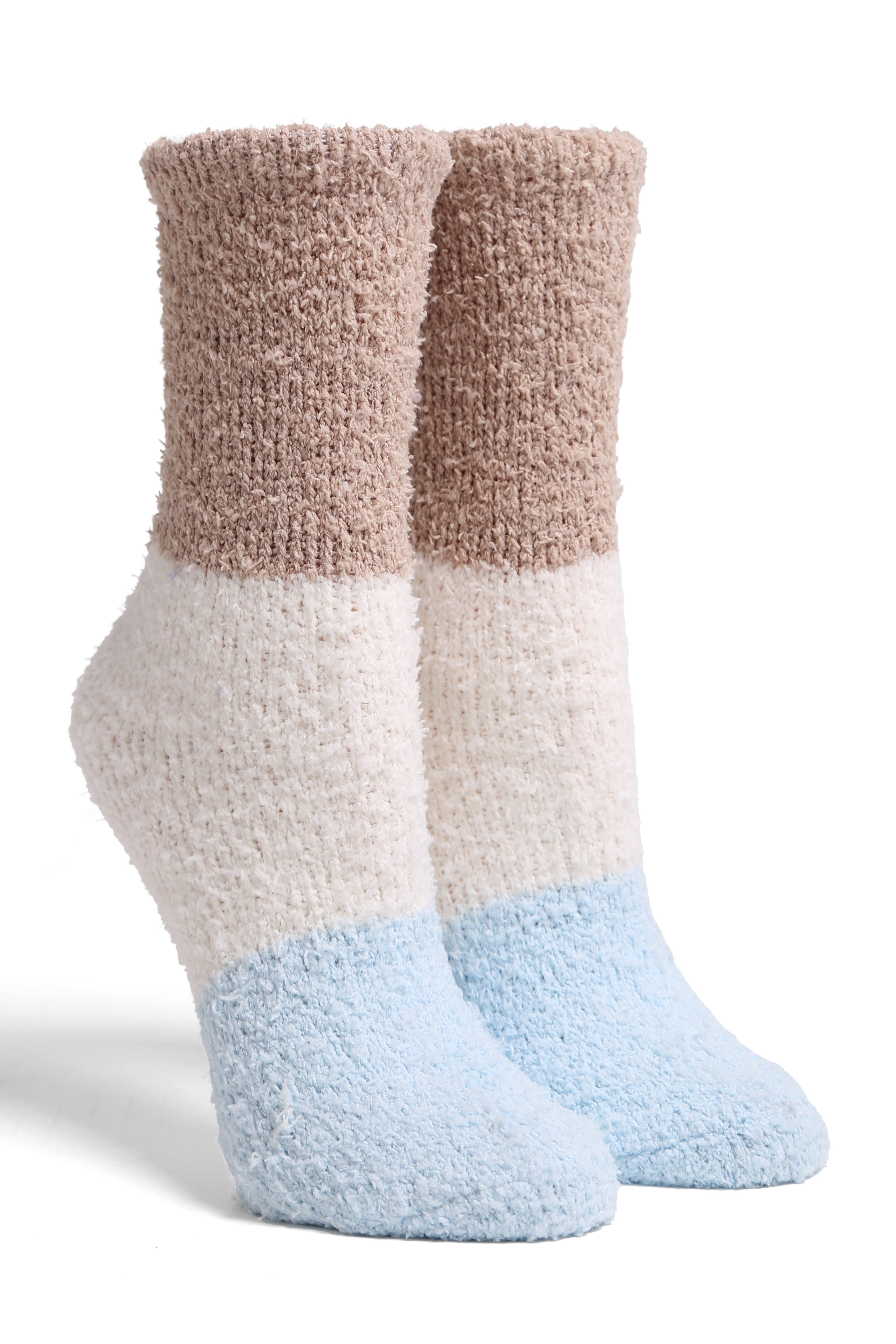 mySundaze Color Block Fuzzy Mini Crew Socks Set of 6 Pairs