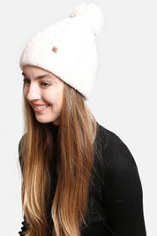 mySundaze Cable Knitted Solid Microfiber Beanie Hat with Pom