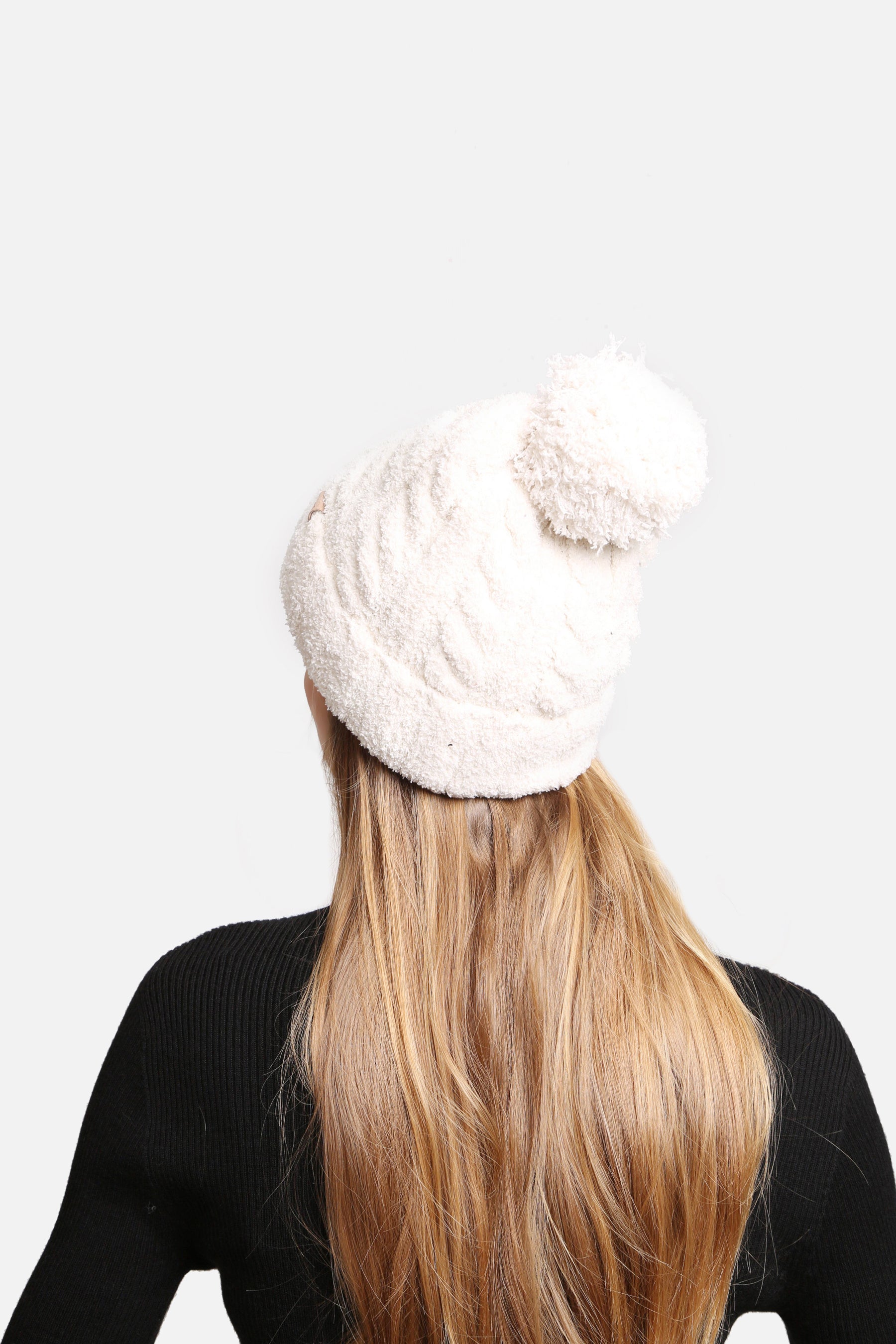mySundaze Cable Knitted Solid Microfiber Beanie Hat with Pom