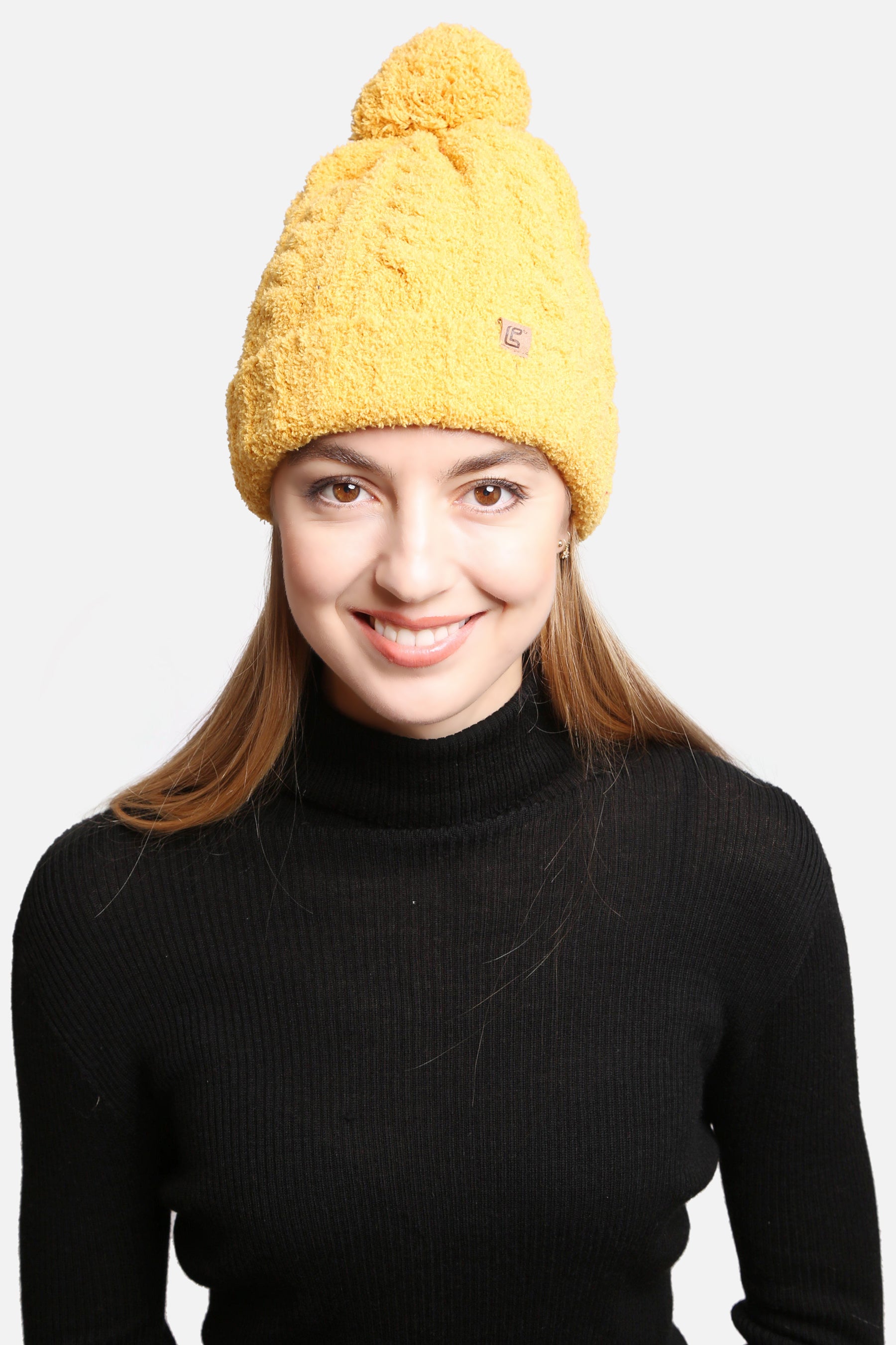 mySundaze Cable Knitted Solid Microfiber Beanie Hat with Pom